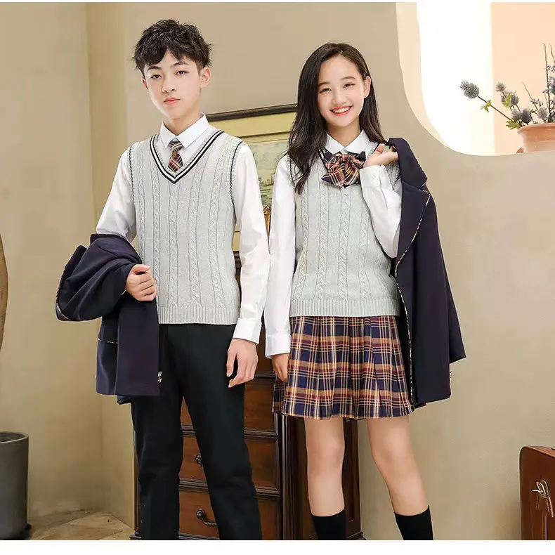 Factory Supply OEM Custom High School Uniforms For Boys And Girls School Uniforms For Kids Blazer Ties Fleece Jacket