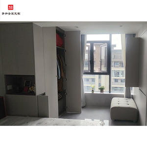 Высококачественный современный шкаф из массива дерева, Индивидуальный шкаф со встроенной тумбочкой и шкафом для хранения - Product Image 2