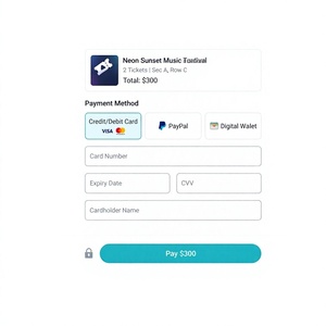 Aplicación Móvil para Reserva de Boletos de Eventos, Selección de Asientos en Vivo, Pago Seguro, Entrega Instantánea de Boletos Electrónicos, Multi-idioma, Internet, MAC Stock - Product Image 1
