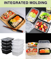 Bol carré jetable transparent en plastique PP pour emballage commercial, boîte à emporter pour restauration rapide, boîte à lunch, qualité alimentaire