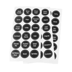 Round shape reusable self adhesive Jam Jars kitchen vinyl plastic black brand logo round label rolls