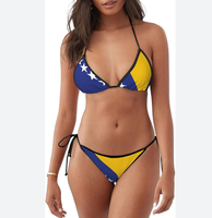 Conjunto de Bikini con Diseño de Banderas de Fútbol de Ecuador para Mujer, Sexy, Transparente, Tanga de Dos Piezas, Traje de Baño para Playa