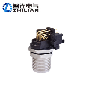 <span class=keywords><strong>M12</strong></span> PCB bảng điều khiển gắn kết vách ngăn ổ cắm kết nối tròn 8 pin góc bên phải cho nam không thấm nước IP67 một loại mã kết nối - Product Image 2