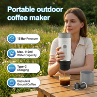 Machine à café portable 15 bars pour capsules et café moulu, rechargeable par USB-C, sans chauffage, expresso de voyage