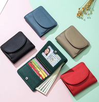 Dompet Lipat Tiga Kulit Sapi Asli Wanita, Banyak Slot Kartu, Dompet Koin Kulit Pebble, Penjepit Uang untuk Wanita