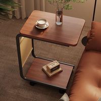 Table de Chevet Mobile sur Roulettes en Noyer Naturel Noir et Blanc pour Chambre et Balcon – Idéale pour le Dropshipping
