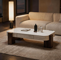 Table basse de salon, style italien moderne et épuré, table basse crème de luxe léger à la française