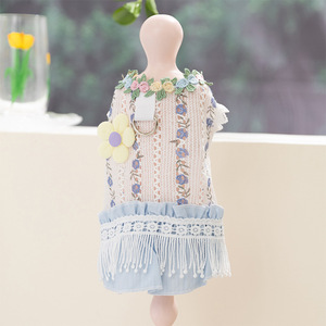 Gaby Korean Style Pastoral Plaid Traction Dress Small Dog Bixiong Summer Thin Sleeveless Dog <b>Clothes</b> <b>Pet</b> <b>Clothes</b> Wholesale - Product Image 2