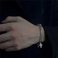 Bracelet en acier titane pour hommes et femmes, design rétro hip-hop, motif croisé, accessoires de bijoux tendance