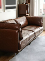 Italienisches einfaches minimalist isches Kunst sofa Flache gerade Reihe Echtes Leders ofa für Wohnzimmer möbel Set für Hotel Villa Heimgebrauch