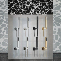 Pommeau de douche carré en acier inoxydable chromé poli, tuyau de douche de 150 cm, robinet de douche mural moderne, accessoires de pulvérisation