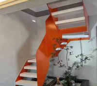 Escalier en pierre frittée empilée avec balustrade en verre, design moderne, personnalisable pour villa, résidence, escalier intérieur