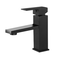 Robinet de salle de bains Robinet de lavabo monotrou Noir mat Robinet de lavabo à une poignée avec vidange pop-up
