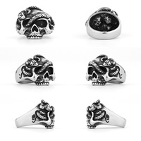 Prix plancher Viking rétro anneau en acier inoxydable 316l venimeux serpent ficelle crâne anneau hommes bijoux pour décorations de noël