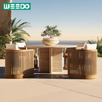 Table et chaises de salle à manger en teck pour hôtel, villa, patio, ensemble de salle à manger d'extérieur, mobilier de jardin, ensemble de table à manger de jardin