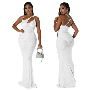 Vestido de Noche Sexy para Mujer, Estilo Playa, Cintura Imperio, con Lentejuelas, Transpirable, de Poliéster, con Tirantes - Product Image 2