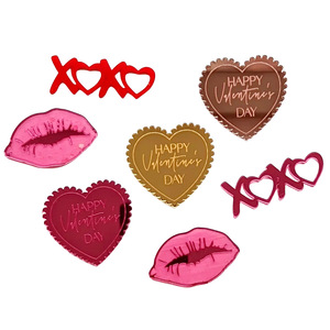 ของตกแต่งเค้กอะคริลิควันวาเลนไทน์รูปหัวใจ ริมฝีปาก XOXO สำหรับคัพเค้ก ของตกแต่งปาร์ตี้ - Product Image 5