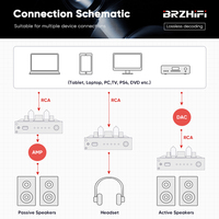 Préamplificateur à tubes en alliage d'aluminium BRZHIFI 65U noir, AUX, USB, carte TF, BT 5.0, amplificateur à tubes HiFi
