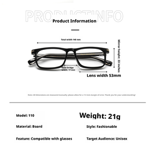 Lunettes de vue rectangulaires anti-lumière bleue pour femmes, monture intégrale, couleur unie, verres en résine légers, pour usage quotidien - Product Image 3