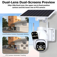 Caméra de sécurité IP solaire PTZ à double objectif Full HD pour extérieur, faible consommation d'énergie, WiFi, avec détection de mouvement