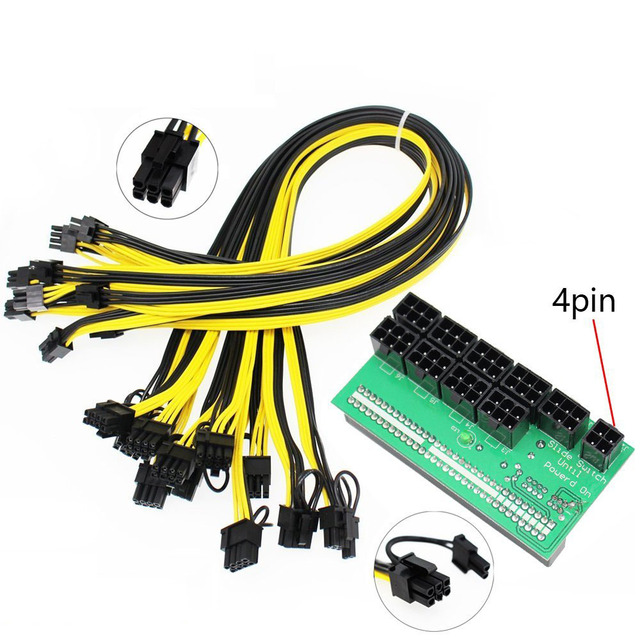 Server Power Supply 12V GPU / PSU Breakout Board 9pcs 18AWG PCI-E 6 Pin to 6+2 Pin Cables Power Adapter