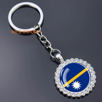 Porte-clés fleur en strass drapeau du Mozambique, très populaire, pour sac à dos, décoration de clés, breloque de portefeuille, souvenir de voyage