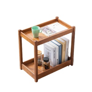 Table d'appoint en bois avec étagère de rangement pour salon, utilisation en coin de canapé, petite table basse mobile marron - Product Image 5