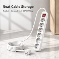 Multiprise de bureau 6 prises, 1,5 m, 16A/250V, 3680W, en ABS blanc, norme européenne, fabriquée en Chine