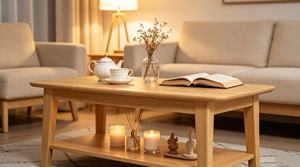 Modern Solid Wood Coffee <b>Table</b> with Storage Shelf Scandinavian Living Room Furniture - Product Image 4
