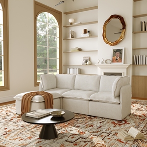 VOXHOME Divano Modulare in Stile Italiano di Lusso Leggero, Tessuto Simil-Lino, Spugna ad Alta Densità, <span class=keywords><strong>Arredamento</strong></span> per <span class=keywords><strong>Soggiorno</strong></span> - Product Image 2