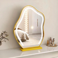 Miroir de Maquillage Lumineux Intelligent à LED Personnalisé avec Écran Cloud, en Métal et Verre, pour Bureau, Caractéristiques Personnalisables
