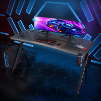 Bureau de jeu Comfuri extensible en métal et fibre de carbone, table de course avec porte-gobelet, design en Y pour usage domestique ou professionnel, idéal pour les gamers