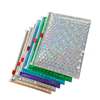 Nouveaux sacs d'expédition en polyéthylène transparents à fermeture éclair, sacs d'expédition thermiques isolés holographiques en polyéthylène à bulles, sacs d'expédition pour maquillage