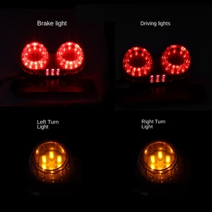 ไฟท้ายมอเตอร์ไซค์ LED สีแดงดำ ไฟเบรก ไฟท้ายรถมอเตอร์ไซค์สไตล์เรโทร 2 เลนส์ โลหะ - Product Image 4