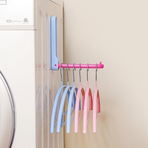 Organizador de ropa de plástico, estante de almacenamiento para colgar en la pared, soporte plegable para colgar, accesorios para el hogar que ahorran espacio, 2 uds. - Product Image 1