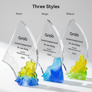 Jadevertu 2026 Série <span class=keywords><strong>Splendide</strong></span> Trophée Étoile Épi de Blé Récompense Design Montagne Verre & Cristal Sablé Durable - Product Image 3
