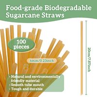 Usine canne à sucre pailles jetables biodégradables compostables longues canne à sucre pailles à boire pour café jus lait Smoothie