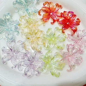Perles en plastique acrylique transparentes en forme de fleur <span class=keywords><strong>iris</strong></span> pour la fabrication de chaînes de téléphone DIY, accessoires de stylos perlés, fabrication de bijoux en gros - Product Image 1