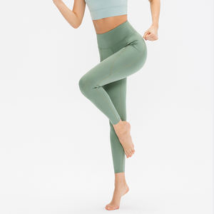 European and American New Double-Sided Nylon High Waist Women Workout Sport Fitness Yoga Pants <strong>Leggings</strong> With Pocket - Product Image 2