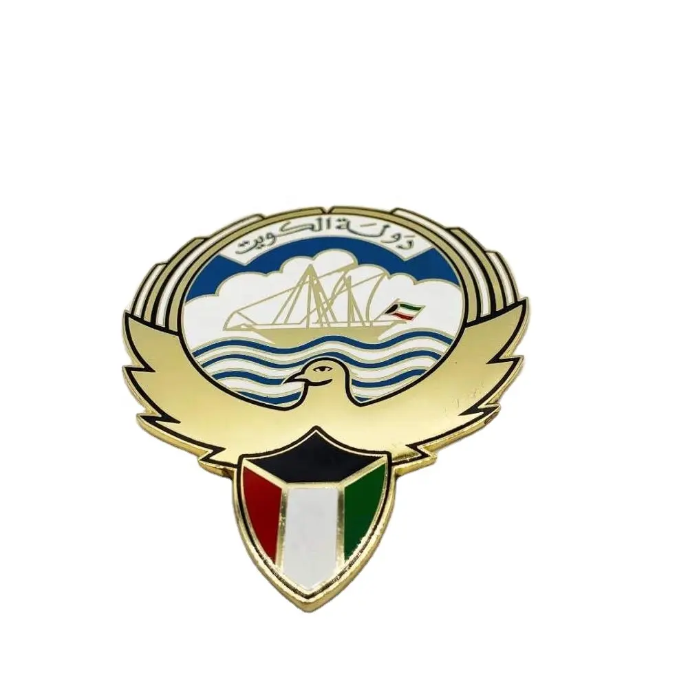 High quality Kuwait Coat of Arms hard enamel badge metal Emblem