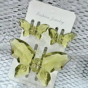 QianJin Großhandel 3 teile/satz Irisierende Schmetterling Haar Klaue Clips Set für Frauen Mädchen Transparente Kunststoff Haarschmuck - Product Image 3