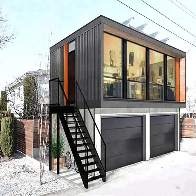 two floor prefab house container house with 2 garage amazing price