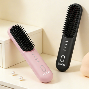 0728 4-level Adjustment Anti-scald Thermal <b>Brush</b> Three-row Comb Design Lightweight Hair 4000mah <b>Smoothing</b> Straightener - Product Image 1