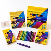 Juego de Crayones de Cera Redondos No Tóxicos para Pintar a Mano, en Caja de 6, 8, 12 o 24 Colores, Personalizables, para Dibujo Infantil