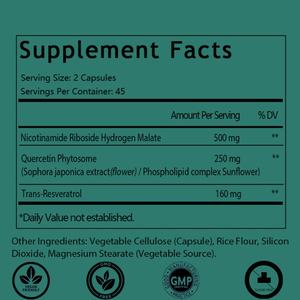 Suplemento de NAD+, Nicotinamida Ribósido de NAD 910 Mg para Hombres y Mujeres para Combatir el Envejecimiento, Energía, Concentración, Aumentar el NAD+ - Product Image 2