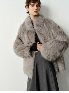 Cappotto da Donna Personalizzato in Pelliccia Sintetica Effetto Procione, Spesso e Caldo, Antivento, Ampio e alla Moda, Taglie Forti, Lungo in Maglia Tinta Unita Effetto Volpe - Product Image 6