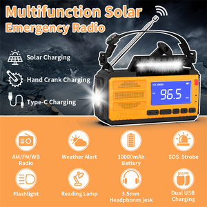 Bán Hot 10000mAh có thể sạc lại Dynamo Powerbank Led Đọc ánh sáng khẩn cấp năng lượng mặt trời Hand Crank đài phát thanh - Product Image 2