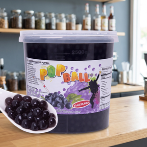 Billes de gelée de boba éclatantes aux myrtilles bleu foncé Pinshan 3,2 kg (4 pots/carton) pour Bubble Tea, crème glacée, cocktail - Durée de conservation de 12 mois - Product Image 2