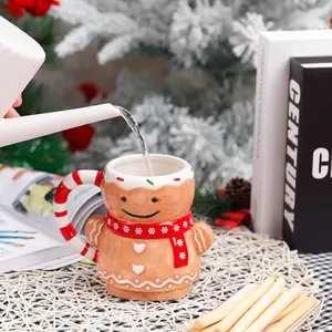 Redeco Creative Christmas Series Coffee Water Milk Tea Snowman Mug Cute Christmas Cup Ceramic Christmas Mug For Gifts