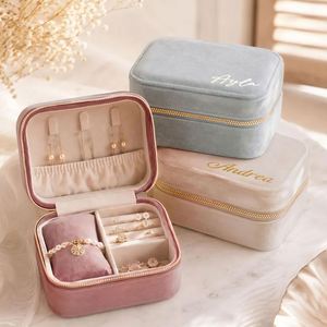 Custom Engraved Velvet Jewelry <b>Box</b>-Personalized Rectangle Storage Case <b>for</b> Rings Jewelry <b>Keepsake</b> Gift <b>for</b> <b>Weddings</b> Mothers - Product Image 2